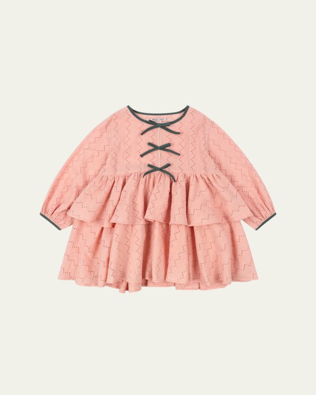 Girl's Rilla Tiered Dress W/ Dainty Bows, Size 18M-10